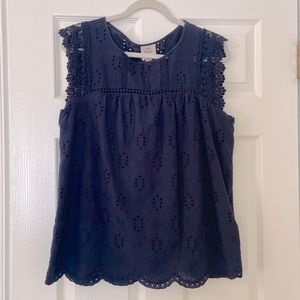 Know Rose navy eyelet tunic tank